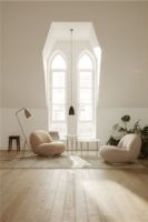 Billede af GUBI IOI Coffee Table Round Ø: 100 cm - Chrome/Brass Sphere/Rippled Beige 