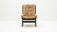 Billede af LK Hjelle Siesta Ovis Lænestol Høj Med Armlæn - Black/Sheepskin Maple