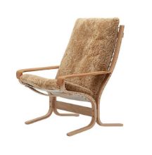 Billede af LK Hjelle Siesta Ovis Lænestol Høj Med Armlæn - Nature/Sheepskin Maple