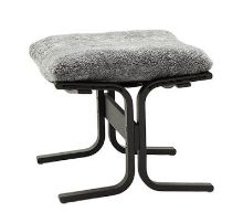 Billede af LK Hjelle Siesta Ovis Fodskammel - Black/Sheepskin Scandinavian Grey