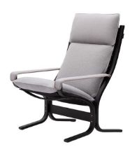 Billede af LK Hjelle Siesta Trio Lænestol Høj Med Armlæn - Black/Trio Pebble