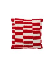 Billede af Nordal FURUD Pudebetræk 48x48 cm - Råhvid/Rød