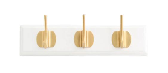 Billede af Nordal Edgy Knagerække m. 3 Knager B: 30 cm - Brass/Hvid