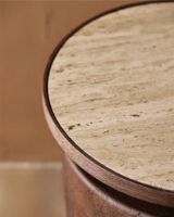 Billede af Nordal KWANDO Sidebord Med Travertinplade Ø: 41 cm - Natur