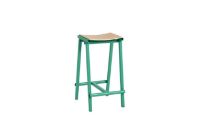 Billede af HAY Taburete 8 Bar Stool Low - Soft Jade Green Powder Coated Base/Lacquered Oak Veneer 