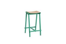 Billede af HAY Taburete 8 Bar Stool Low - Soft Jade Green Powder Coated Base/Lacquered Oak Veneer 