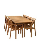 Billede af FDB Møbler Sammen Stort Havemøbelsæt | M2 Bord og 6 M1 stole - Teak  FORUDBESTIL: 2026