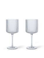 Billede af Ferm Living Ripple Red Wine Glasses H: 18,2 cm - Set of 2 - Clear
