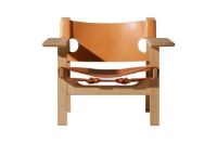 Billede af Fredericia Furniture 2226 Den Spanske Stol af Børge Mogensen SH: 33 cm - Cognac Læder/Olieret Eg