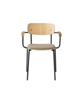 Billede af FDB Møbler J183 Holmen Stablestol m. armlæn - Sort stål, Eg, Taupe 