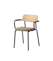 Billede af FDB Møbler J183 Holmen Stablestol m. armlæn - Sort stål, Eg, Taupe 