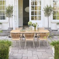 Billede af Mandalay Marguerit Havebord L: 200 cm Inkl. 6 Havestole Havemøbelsæt - Taupe/Teak