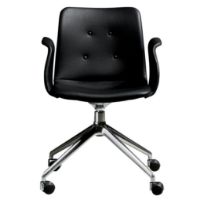 Billede af Bent Hansen Primum Armstol m. Drejestel+Hjul - Zenzo 3 207 Sort Læder/Metalben