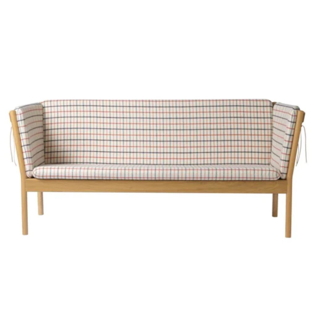 Billede af FDB Møbler J149 3 pers. Sofa Erik Ole Jørgensen L: 189 cm - Eg/Rødternet Hestedækken