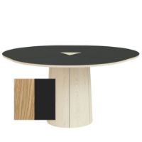 Billede af Skovby SM33 Spisebord inkl. 3 stk. Tillægsplader Ø: 123-149 cm - Naturolieret Eg/Sort Laminat