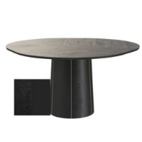 Billede af Skovby SM33 Spisebord inkl. 3 stk. Tillægsplader Ø: 123-149 cm - Sort Lakeret Eg/Sort Laminat
