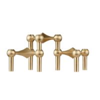 Billede af STOFF Nagel Candle Holder Set of 3 H: 6,5 cm - Brushed Brass