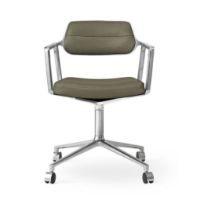 Billede af Vipp 453 Swivel Stol m. Hjul - Aluminium/Bosco Green Læder 