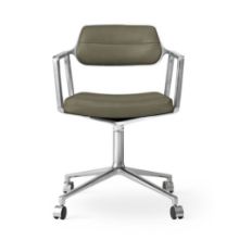 Billede af Vipp 453 Swivel Stol m. Hjul - Aluminium/Bosco Green Læder 