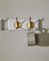 Billede af Nordal Edgy Knagerække m. 2 Knager L: 20 cm - Brass/Hvid