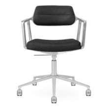 Billede af Vipp 453+ Swivel Stol m. Hjul - Aluminium/Sort Læder