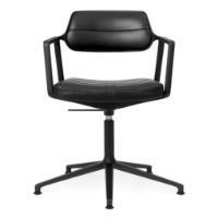 Billede af Vipp 453+ Swivel Stol u. Hjul - Sort Aluminium/Sort Læder