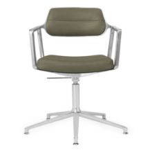 Billede af Vipp 453+ Swivel Stol u. Hjul - Aluminium/Bosco Green Læder