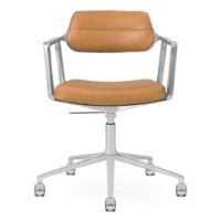 Billede af Vipp 453+ Swivel Stol m. Hjul - Aluminium/Camel Leather
