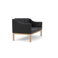 Billede af FDB Møbler L45 MK154 Mogens Koch 2 Pers. Sofa B: 145 cm - Eg/Sort Læder