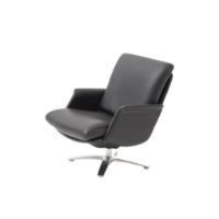 Billede af BERG Furniture Nasa Lav Lænestol SH: 46 cm - Mat Aluminium/Berg Soft Sort Læder
