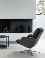 Billede af BERG Furniture Nasa Lav Lænestol SH: 46 cm - Mat Aluminium/Berg Soft Sort Læder
