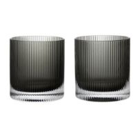 Billede af Ferm Living Ripple Tumbler Glasses 25 cl Set of 2 - Glass/Smoked Grey