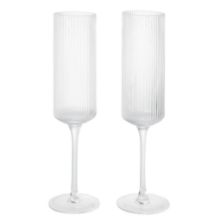 Billede af Ferm Living Ripple Champagneglas 15 cl Set of 2 - Clear Glass