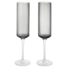 Billede af Ferm Living Ripple Champagneglas 15 cl Set of 2 - Smoked Glass