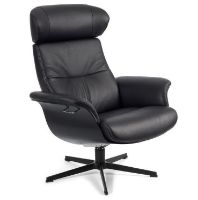 Billede af Conform Timeout Lænestol inkl. Fodskammel SH: 42 cm - Sort Fantasy Læder m. Sortbejdset Eg/Sort Aluminium
