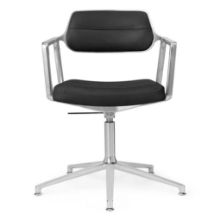 Billede af Vipp 453+ Swivel Stol u. Hjul - Aluminium/Sort Læder 