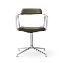 Billede af Vipp 452 Swivel Stol Gliders u. Hjul  - Aluminium /Bosco Green Leather