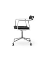 Billede af Vipp 452 Swivel Stol m. Hjul - Aluminium/Black Aniline Leather