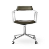 Billede af Vipp 452 Swivel Stol m. Hjul - Aluminium/Bosco Green Leather