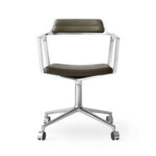 Billede af Vipp 452 Swivel Stol m. Hjul - Aluminium/Bosco Green Leather