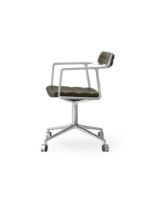 Billede af Vipp 452 Swivel Stol m. Hjul - Aluminium/Bosco Green Leather