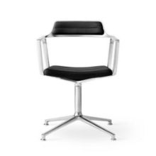 Billede af Vipp 452 Swivel Stol Gliders u. Hjul  - Aluminium/Black Aniline Leather 