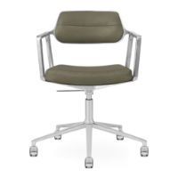 Billede af Vipp 453+ Swivel Stol m. Hjul - Aluminium/Bosco Green Læder